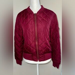 Maralyn & Me Red Quilted Bomber Jacket with Ribbed Trim